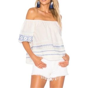 LoveShackFancy Frida Off-The-Shoulder Embroidered Top *small flaw see last pic